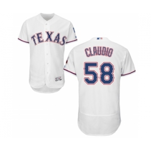 Men's Majestic Texas Rangers #58 Alex Claudio White Home Flex Base Authentic Collection MLB Jersey