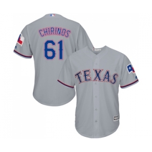 Men's Majestic Texas Rangers #61 Robinson Chirinos Replica Grey Road Cool Base MLB Jersey