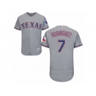 Men's Majestic Texas Rangers #7 Ivan Rodriguez Grey Flexbase Authentic Collection MLB Jersey