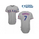 Men's Majestic Texas Rangers #7 Ivan Rodriguez Replica Grey Road Cool Base MLB Jersey