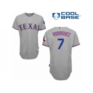 Men's Majestic Texas Rangers #7 Ivan Rodriguez Replica Grey Road Cool Base MLB Jersey