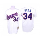 Men's Mitchell and Ness Texas Rangers #34 Nolan Ryan Authentic White Throwback MLB Jersey