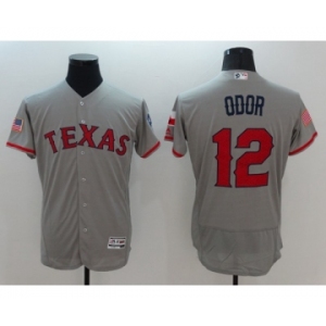 Men's Texas Rangers #12 Rougned Odor Gray Stars & Stripes 2016 Independence Day Flex Base Jersey