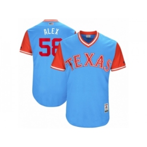 Men's Texas Rangers Alex Claudio #58 Alex Majestic Light Blue 2017 Players Weekend Authentic Jersey