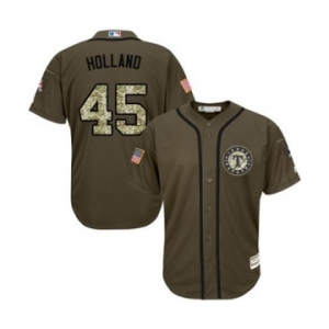 mlb jerseys texas rangers #45 derek holland green salute to service