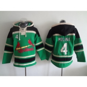 MLB St. Louis Cardinals #4 Yadier Molina green Hooded Sweatshirt Jersey