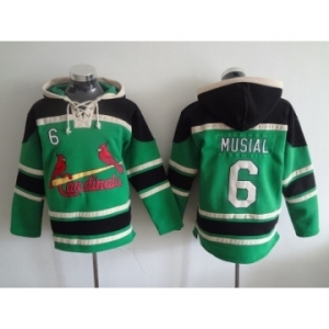 MLB St. Louis Cardinals #6 Stan Musial green Hooded Sweatshirt Jersey