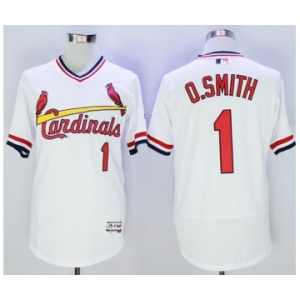 Men St. Louis Cardinals #1 Ozzie Smith Majestic White Flexbase Authentic Cooperstown Collection Player Jersey