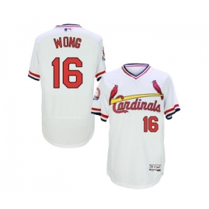 Men St. Louis Cardinals #16 kolten wong Majestic White Flexbase Authentic Cooperstown Collection Player Jersey