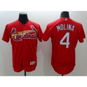 Men St. Louis Cardinals #4 Yadier Molina Majestic Red Flexbase Authentic Collection Player Jersey