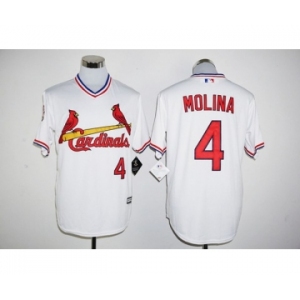 Men St. Louis Cardinals #4 Yadier Molina Majestic White Cool Base Cooperstown Player Jersey