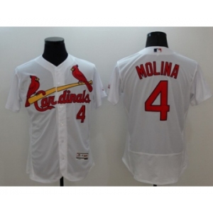Men St. Louis Cardinals #4 Yadier Molina Majestic white Flexbase Authentic Collection Player Jersey