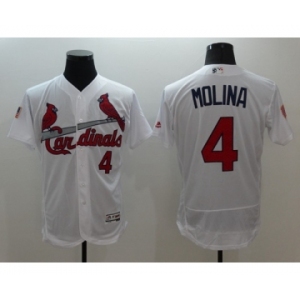 Men St. Louis Cardinals #4 Yadier Molina White Stars & Stripes 2016 Independence Day Flex Base Jersey