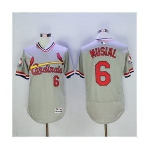 Men St. Louis Cardinals #6 Stan Musial Majestic Grey Flexbase Authentic Cooperstown Collection Player Jersey