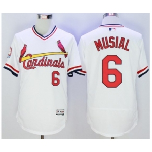 Men St. Louis Cardinals #6 Stan Musial Majestic White Flexbase Authentic Cooperstown Collection Player Jersey