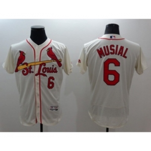 Men St. Louis Cardinals #6 Stan Musial Majestic cream Flexbase Authentic Collection Player Jersey