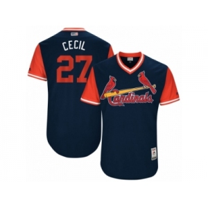 Men's 2017 Little League World Series Cardinals #27 Brett Cecil Cecil Navy Jersey