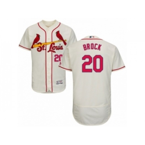 Men's Majestic St. Louis Cardinals #20 Lou Brock Cream Flexbase Authentic Collection MLB Jersey