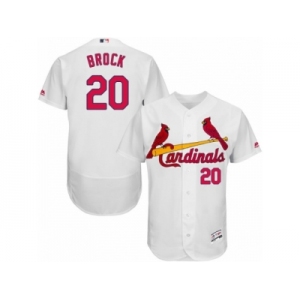 Men's Majestic St. Louis Cardinals #20 Lou Brock White Flexbase Authentic Collection MLB Jersey