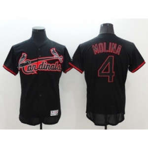 Men's Majestic St. Louis Cardinals #4 Yadier Molina Lights Out Black Flexbase Authentic Collection MLB Jersey