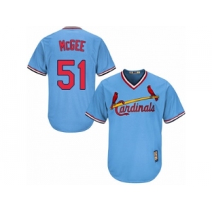 Men's Majestic St. Louis Cardinals #51 Willie McGee Replica Light Blue Cooperstown MLB Jersey