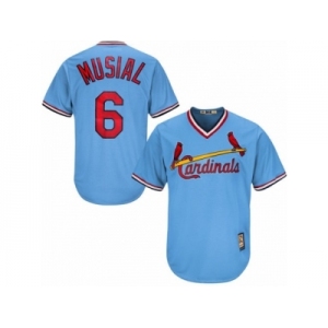 Men's Majestic St. Louis Cardinals #6 Stan Musial Replica Light Blue Cooperstown MLB Jersey