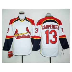 St.Louis Cardinals #13 Matt Carpenter White Red Long Sleeve Stitched Baseball Jersey