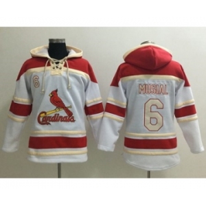 St.Louis Cardinals #6 Stan Musial White Sawyer Hooded Sweatshirt Baseball Hoodie