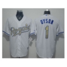 Kansas City Royals #1 Jarrod Dyson White New Cool Base 2015 World Series Champions Gold Program Stitched Baseball Jersey