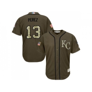 Kansas City Royals #13 Salvador Perez Green Salute to Service Stitched MLB Jersey