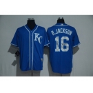 Kansas City Royals #16 Bo Jackson Blue Team Logo Print Cool Base Stitched Baseball Jersey