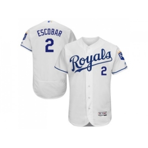 Kansas City Royals #2 Alcides Escobar White Flexbase Authentic Collection Stitched Baseball Jersey