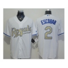 Kansas City Royals #2 Alcides Escobar White New Cool Base 2015 World Series Champions Gold Program Stitched Baseball Jersey