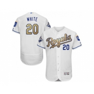 Kansas City Royals #20 Frank White White 2015 World Series Champions Gold Program FlexBase Authentic Stitched MLB Jersey