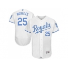 Kansas City Royals #25 Kendrys Morales White Flexbase Authentic Collection 2016 Father's Day Stitched Baseball Jersey