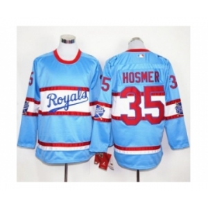 Kansas City Royals #35 Eric Hosmer Light Blue Long Sleeve Stitched MLB Jersey