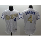 Kansas City Royals #4 Alex Gordon White 2015 World Series Champions Gold Program FlexBase Authentic Stitched MLB Jersey