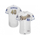 Kansas City Royals #40 Kelvin Herrera White 2015 World Series Champions Gold Program FlexBase Authentic Stitched MLB Jersey