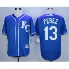 Men Kansas City Royals #13 Salvador Perez Blue 2016 Official Cool Base Jersey