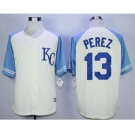 Men Kansas City Royals #13 Salvador Perez Cream 2016 Official Cool Base Jersey