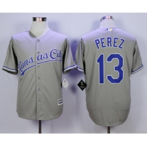 Men Kansas City Royals #13 Salvador Perez Gray 2016 Official Cool Base Jersey
