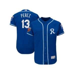 Men Kansas City Royals #13 Salvador Perez Majestic Royal 2018 Spring Training Flex Base Player Jersey