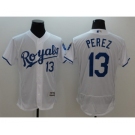 Men Kansas City Royals #13 Salvador Perez Majestic White Flexbase Authentic Collection Player Jersey