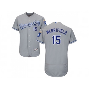 Men Kansas City Royals #15 Whit Merrifield Grey Flexbase Authentic Collection Stitched MLB Jersey