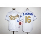 Men Kansas City Royals #16 Bo Jackson Majestic White World Series Champions Gold Program FlexBase Player Jersey