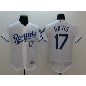 Men Kansas City Royals #17 Wade Davis Majestic White Flexbase Authentic Collection Player Jersey