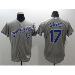 Men Kansas City Royals #17 Wade Davis Majestic grey Flexbase Authentic Collection Player Jersey