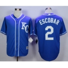 Men Kansas City Royals #2 Alcides Escobar Blue 2016 Official Cool Base Jersey