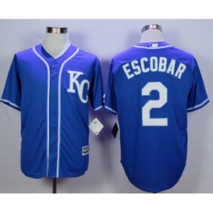 Men Kansas City Royals #2 Alcides Escobar Blue 2016 Official Cool Base Jersey
