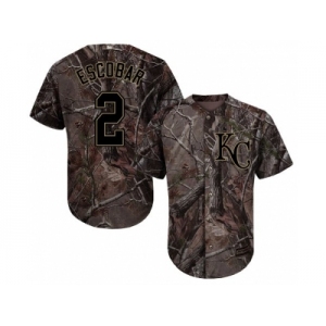 Men Kansas City Royals #2 Alcides Escobar Camo Realtree Collection Cool Base Stitched MLB Jersey